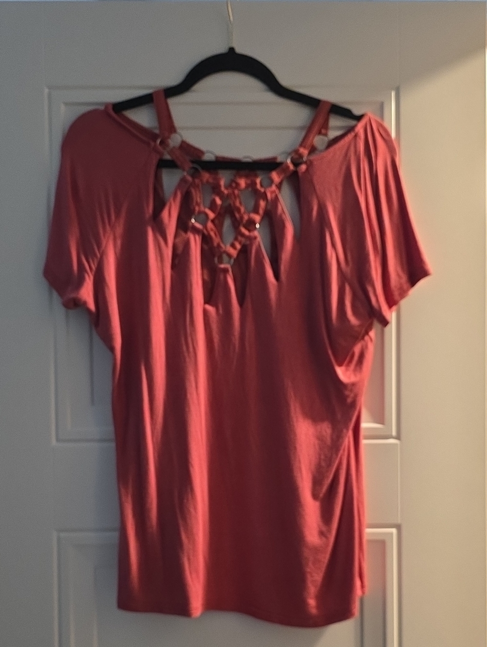 Short Sleeve Rose Pink Cutout Back Tee